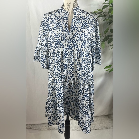 Elegant Blue and White Midi Dress 💎 - Picture 9 of 10